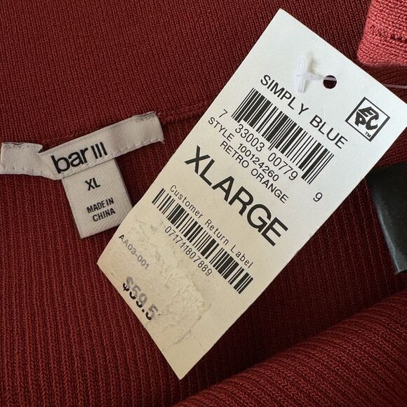 Bar III X-Large Mini Sweater Skirt Stretch Elastic Waist Terra Cotta New - Picture 3 of 5
